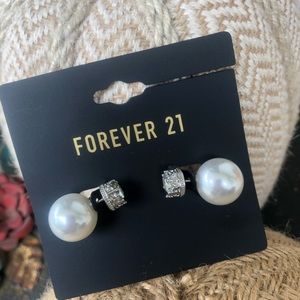 Pearl diamond earrings